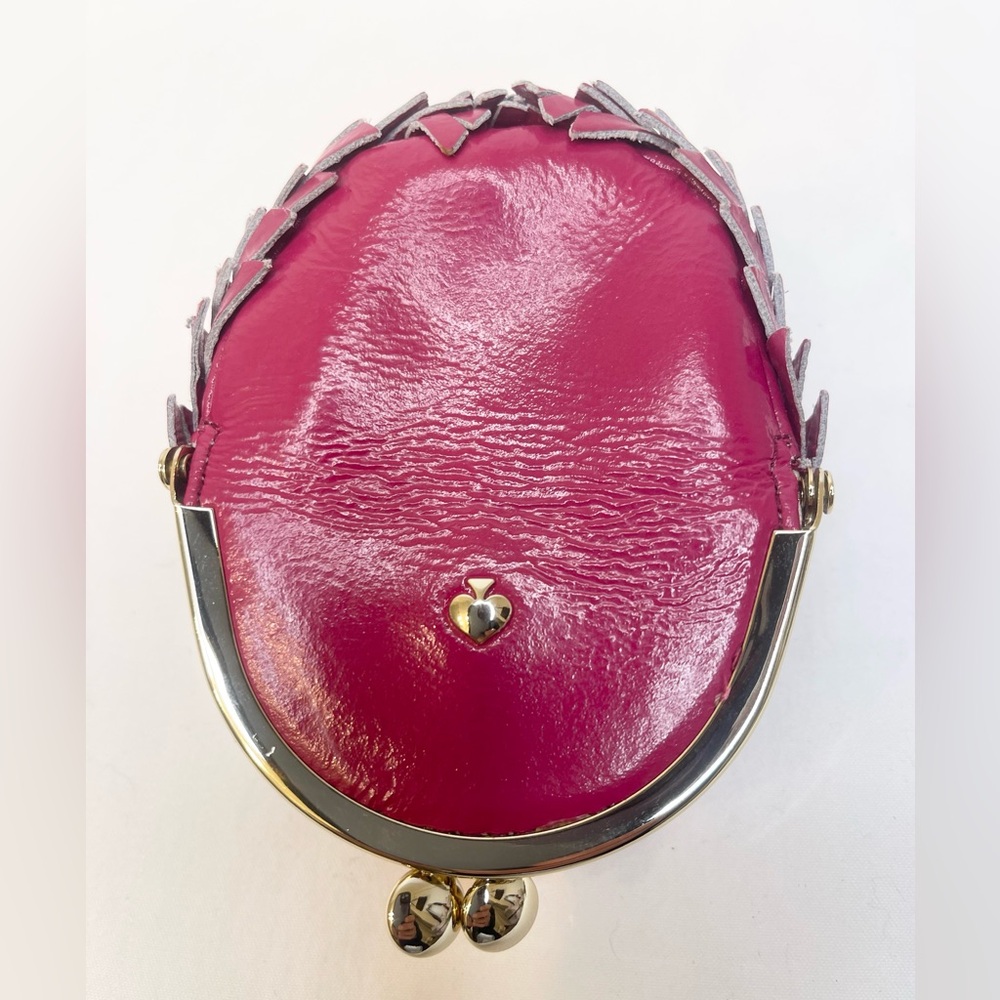 Kate Spade Rare Vintage Hedgehog Leather Coin Purse Berry Pink Collectors Item - Picture 3 of 10